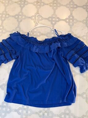 Lilly Pulitzer Royal Blue Off-Shoulder Ruffle Top